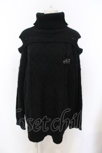 NieR Clothing / 短丈OFF-SHOULDER KNIT ニット  ブラック O-25-06-16-005-PU-TO-IG-ZT115