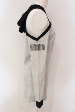 画像2: NieR Clothing / ONE-SHOULDER BICOLOR LAYERED PARKA パーカー  グレー×ブラック O-25-06-16-041-PU-TO-IG-OS