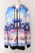 NieR Clothing / 転写ZIPパーカー  ブルー×マルチ O-25-06-16-042-PU-TO-IG-OS
