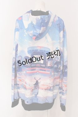 画像2: NieR Clothing / 転写ZIPパーカー  ブルー×マルチ O-25-06-16-042-PU-TO-IG-ZT008