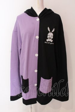 画像1: NieR Clothing / PURPLE×BLACKバイカラーカーディガン【CRY RABBIT】  パープル×ブラック O-25-06-16-043-PU-TO-IG-OS