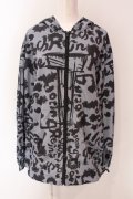 NieR Clothing / 裾ドローコード超軽量WIND BREAKER【Leopard】ウインドブレーカー  グレ^ー×ブラック O-25-06-16-045-PU-TO-IG-OS