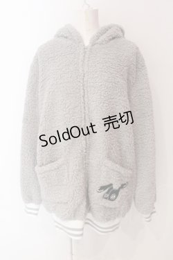 画像1: NieR Clothing / 刺繍入りボアパーカー  グレー O-25-06-16-047-PU-TO-IG-ZT024