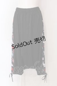 NieR Clothing / 超軽量夏仕様SARROUEL PANTS【和傘(赤)】 サルエルパンツ  ブラック×レッド O-25-06-16-053-PU-PA-IG-ZT106
