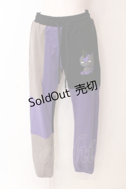 画像1: NieR Clothing / スウェットパンツ  ブラック×ベージュ×パープル O-25-06-16-056-PU-PA-IG-ZT135