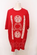 NieR Clothing / CHINA風DESIGN CUTSEW【RED×BLACK】 カットソー XL レッド O-25-06-16-007-PU-TO-IG-OS