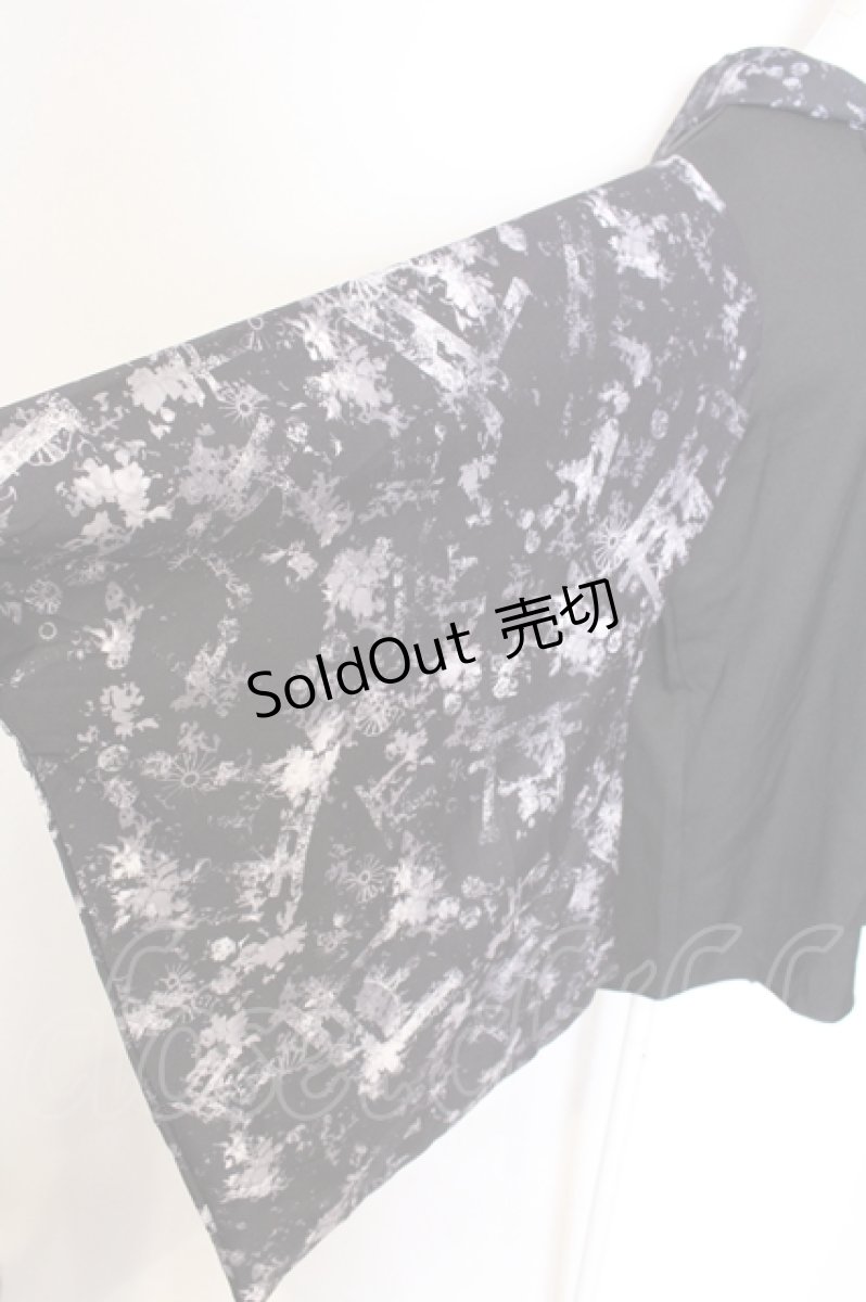 画像2: NieR CLOTHING / 袖リブ付き着物風シャツ【鳥居×九尾】  ブラック×グレー O-25-06-16-011-PU-BL-IG-ZT284 (2)