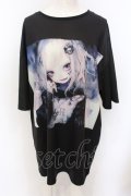 NieR Clothing / 擬人化HALF SLEEVE BIG CUTSEW カットソー F ブラック O-25-06-16-016-PU-TO-IG-OS