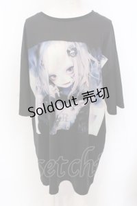 NieR Clothing / 擬人化HALF SLEEVE BIG CUTSEW カットソー F ブラック O-25-06-16-016-PU-TO-IG-ZT283