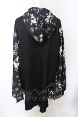 画像3: NieR Clothing / 袖リブ付き着物風袖シャツ【和柄九尾】  ブラック×ホワイト O-25-06-16-009-PU-BL-IG-OS