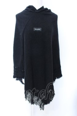 画像1: NieR Clothing / 高品質ふわふわニットポンチョ  ブラック O-25-06-16-024-PU-TO-IG-OS