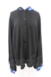 NieR Clothing / 冬用×内側さらふわ着物風袖ブロッキングシャツ【海月】  ブラック O-25-06-16-025-PU-TO-IG-ZT284