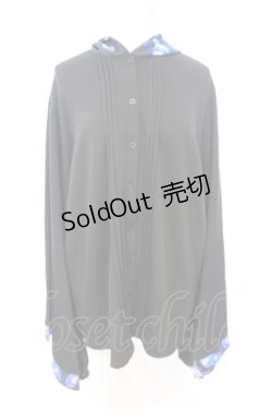 画像1: NieR Clothing / 冬用×内側さらふわ着物風袖ブロッキングシャツ【海月】  ブラック O-25-06-16-025-PU-TO-IG-ZT284