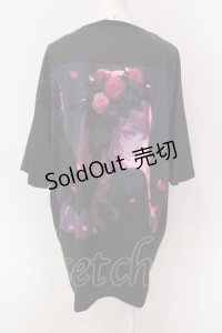 NieR Clothing / 擬人化カットソー  ブラック×ピンク系 O-25-06-16-029-PU-TO-IG-ZT201