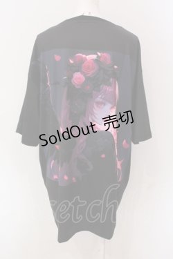 画像1: NieR Clothing / 擬人化カットソー  ブラック×ピンク系 O-25-06-16-029-PU-TO-IG-ZT201