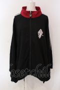 NieR Clothing / 着物袖ジャージ風デザインZIP OUTER  ブラック×ワイン×ホワイト O-25-06-16-034-PU-TO-IG-OS