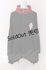 NieR Clothing / 着物袖ジャージ風デザインZIP OUTER  ブラック×ワイン×ホワイト O-25-06-16-034-PU-TO-IG-ZT201