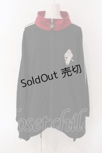 NieR Clothing / 着物袖ジャージ風デザインZIP OUTER  ブラック×ワイン×ホワイト O-25-06-16-034-PU-TO-IG-ZT201