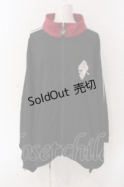 画像1: NieR Clothing / 着物袖ジャージ風デザインZIP OUTER  ブラック×ワイン×ホワイト O-25-06-16-034-PU-TO-IG-ZT201