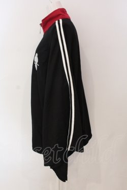 画像2: NieR Clothing / 着物袖ジャージ風デザインZIP OUTER  ブラック×ワイン×ホワイト O-25-06-16-034-PU-TO-IG-OS