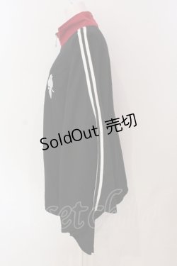 画像2: NieR Clothing / 着物袖ジャージ風デザインZIP OUTER  ブラック×ワイン×ホワイト O-25-06-16-034-PU-TO-IG-ZT201