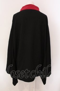 画像3: NieR Clothing / 着物袖ジャージ風デザインZIP OUTER  ブラック×ワイン×ホワイト O-25-06-16-034-PU-TO-IG-OS