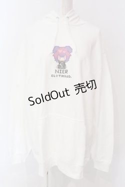 画像1: NieR Clothing / ドット絵PULLOVER PARKA【ちゃむちゃむ】パーカー  ホワイト O-25-06-16-038-PU-TO-IG-ZT009