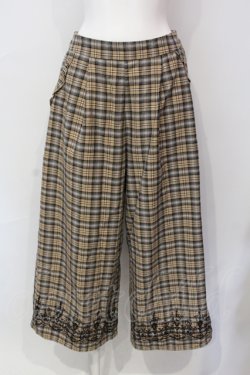 画像1: axes femme / チェックフロッキーワイドパンツ M ベージュ O-25-06-17-004-AX-PA-OW-OS