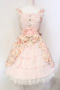 metamorphose / 花柄シフォンフリルジャンパースカート  ピンク O-25-06-17-011-ME-OP-IG-OS
