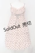 Emily Temple cute / ドットジョーッゼットティアードキャミワンピース  ピンク×グレー O-25-06-17-014-ET-OP-IG-OS