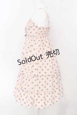 画像3: Emily Temple cute / ドットジョーッゼットティアードキャミワンピース  ピンク×グレー O-25-06-17-014-ET-OP-IG-OS