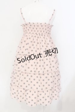 画像4: Emily Temple cute / ドットジョーッゼットティアードキャミワンピース  ピンク×グレー O-25-06-17-014-ET-OP-IG-OS