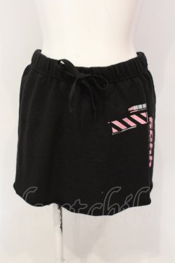 画像1: いつもいっしょうけんめいだね / kawaii-スウェットスカート M クロ×ピンク O-25-06-19-043-PU-SK-OW-OS