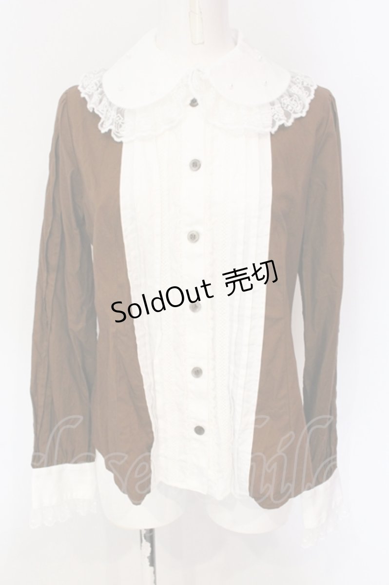 画像1: Angelic Pretty / Teatime切替ブラウス  ブラウン O-25-06-19-044-AP-BL-OW-OS (1)