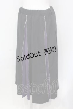 画像1: KMK / ダブルジップ切替パープルレイヤードプリーツスカート  ブラック×パープル O-25-06-19-048-PU-SK-OW-OS