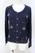 axes femme / シャンデリア刺繍ニットカーディガン M ネイビー O-25-06-19-056-AX-BL-IG-OS