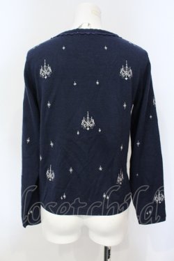 画像2: axes femme / シャンデリア刺繍ニットカーディガン M ネイビー O-25-06-19-056-AX-BL-IG-OS