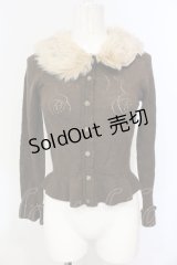 metamorphose / ティペット付バラすかしカーディガン  ブラウン O-25-06-19-057-ME-TO-IG-OS