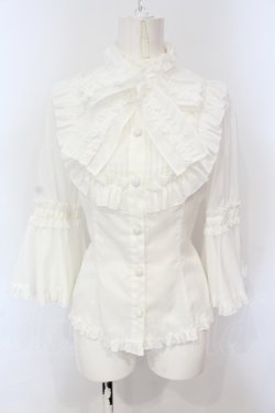 画像1: metamorphose / ヨーク切替ラッパ袖ブラウス （梨地）  シロ O-25-06-19-062-ME-BL-IG-OS