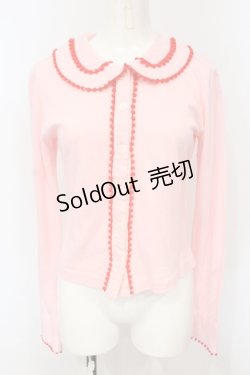 画像1: metamorphose / ぽんぽん付きカーディガン  ピンク O-25-06-19-064-ME-TO-IG-OS