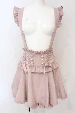 画像1: LIZ LISA / レースアップサスペンダー付スカパン  ピンク O-25-06-19-068-LO-PA-OW-OS