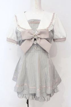 画像1: LIZ LISA / 半袖セーラーカラーセットアップ  グレー O-25-06-19-070-LO-OP-OW-OS