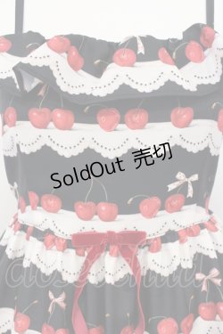 画像2: Shirley Temple / チェリースカラップレースプリントジャンパースカート F クロ×アカ O-25-06-19-074-ET-OP-OW-OS