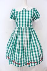 Shirley Temple / ブロックチェックチェリーワンピース（Sister） 160ｃｍ グリーン O-25-06-19-076-ET-OP-OW-ZT143