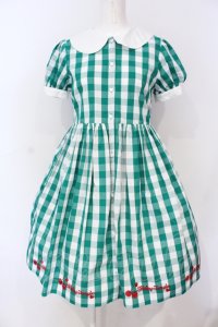 Shirley Temple / ブロックチェックチェリーワンピース（Sister） 160ｃｍ グリーン O-25-06-19-076-ET-OP-OW-ZT143