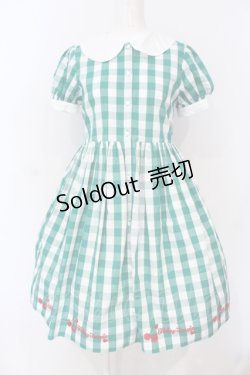 画像1: Shirley Temple / ブロックチェックチェリーワンピース（Sister） 160ｃｍ グリーン O-25-06-19-076-ET-OP-OW-ZT143