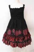 PUTUMAYO / レースプリントシャーリングワンピース  ブラック×レッド O-25-06-19-081-PT-OP-IG-OS