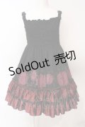 PUTUMAYO / レースプリントシャーリングワンピース  ブラック×レッド O-25-06-19-081-PT-OP-IG-OS