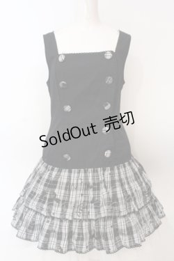 画像1: PUTUMAYO / プリントチェックジャンパースカート  ブラック×グレー O-25-06-19-082-PT-OP-IG-OS