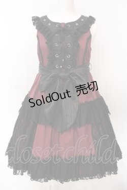 画像1: ALGONQUINS / ラッセルレースティイアードノースリーブワンピース  ワイン×ブラック O-25-06-19-083-AL-OP-IG-OS